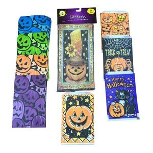 100 Vintage Halloween Treat Bags Jack-O-Lantern Black Cat Spider Purple Blue